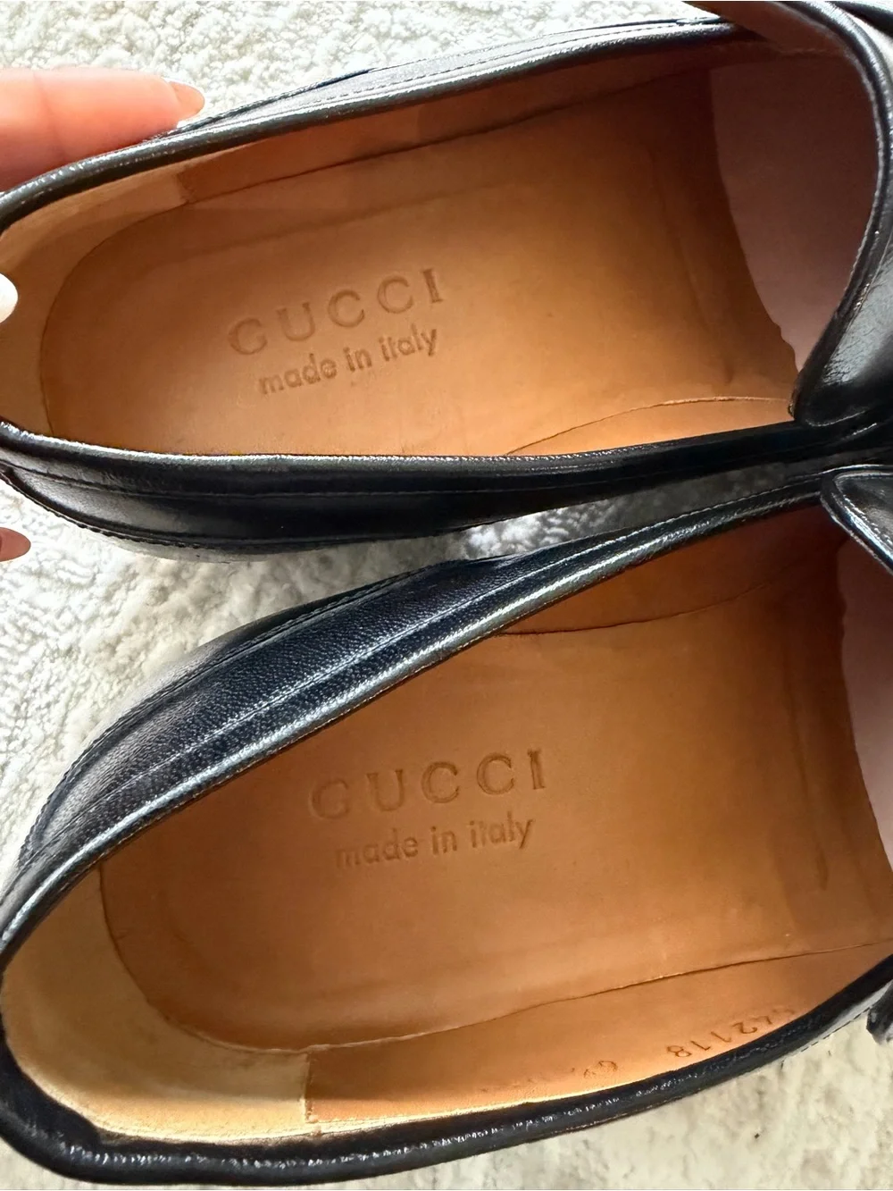 Gucci Men’s Black Leather Embroidered Loafers with Gold NY Detail